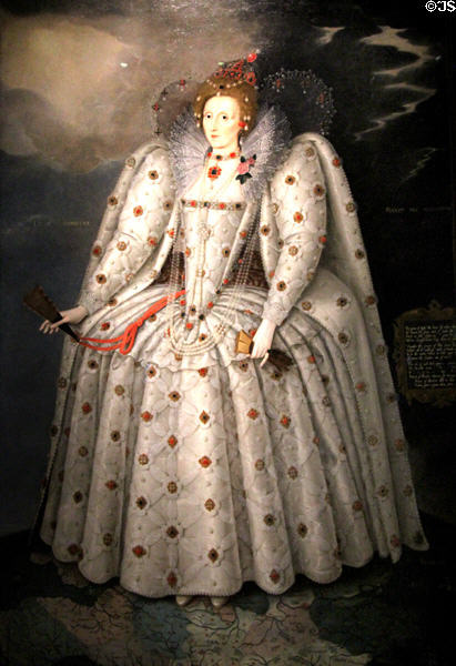 Queen Elizabeth I (b1533 r1558-1603) Ditchley portrait (1592) by Marcus Gheeraerts Younger at National Portrait Gallery. London, United Kingdom.