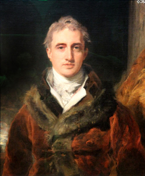 Robert Stewart, Lord Castlereagh (kept Ireland part of UK) portrait (1809-10) by Sir Thomas Lawrence at National Portrait Gallery. London, United Kingdom.