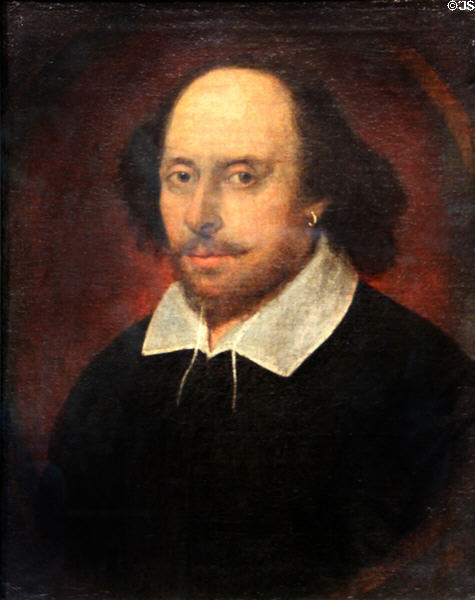William Shakespeare portrait (c1600-10) (found in 1856) at National Portrait Gallery. London, United Kingdom.