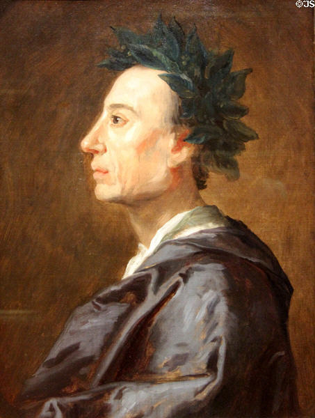 Poet Alexander Pope portrait (c1737) by Jonathan Richardson at National Portrait Gallery. London, United Kingdom.