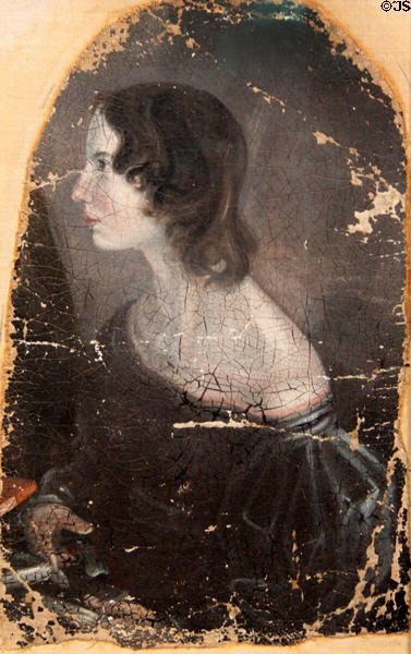 Emily Brontë (Wuthering Heights novelist) portrait (1833) by Patrick Branwell Brontë at National Portrait Gallery. London, United Kingdom.