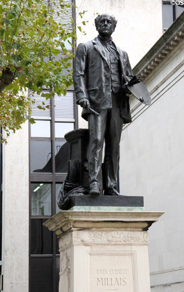 Pre-Raphaelite painter John Everett Millais (1829-96) memorial sculpture outside Tate Britain. London, United Kingdom.