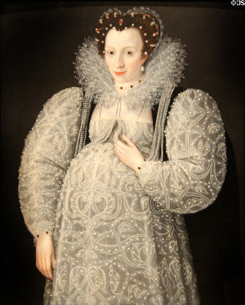 Unknown pregnant lady portrait (c1595) by Marcus Gheeraerts of London at Tate Britain. London, United Kingdom.