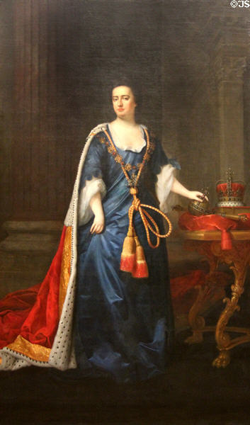 Queen Anne portrait (1706) by Edmund Lilly of London at Tate Britain. London, United Kingdom.
