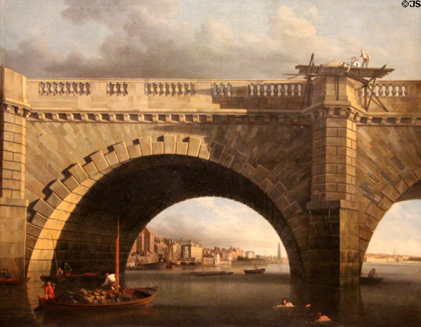 Arches of Westminster Bridge under Construction painting (c1750) by Samuel Scott at Tate Britain. London, United Kingdom.