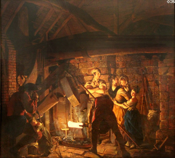 Iron Forge painting (1772) by Joseph Wright of Derby at Tate Britain. London, United Kingdom.