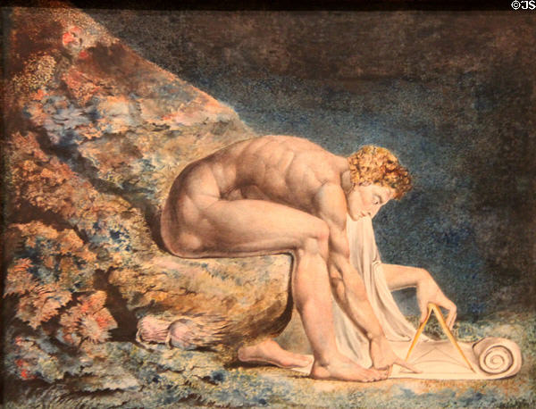 Isaac Newton painting (c1795-1805) by William Blake at Tate Britain. London, United Kingdom.