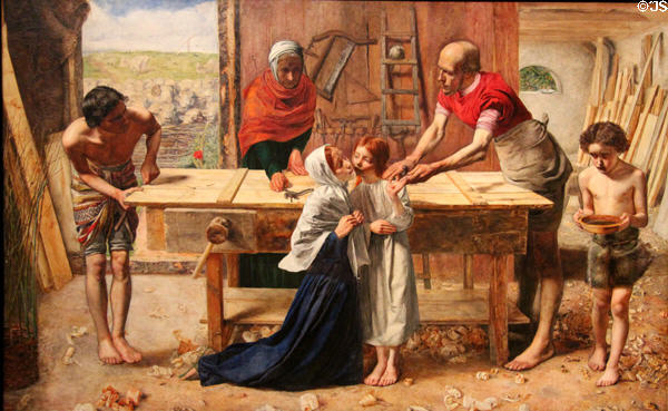 Christ in the House of His Parents painting (1849-50) by John Everett Millais at Tate Britain. London, United Kingdom.