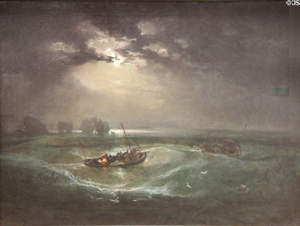 Fishermen at Sea painting (1796) by Joseph Mallord William Turner at Tate Britain. London, United Kingdom.