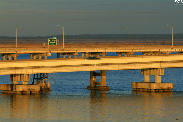 Parallel bridges of Battleship Parkway & Interstate 10. Mobile, AL.