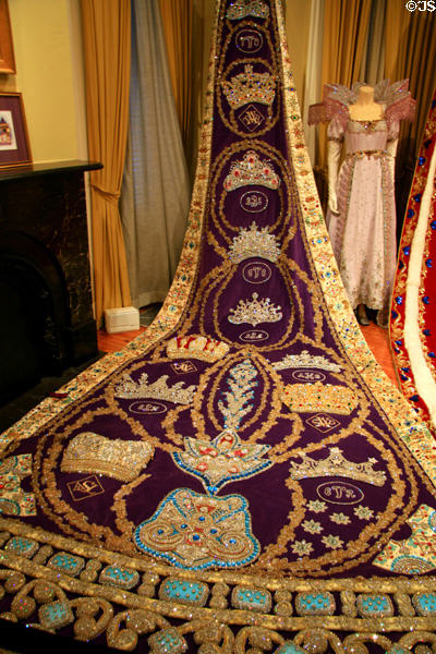 Purple appliquéd robe at Mobile Carnival Museum. Mobile, AL.