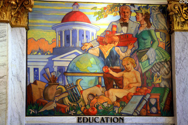 Art Deco mural of Education (1930s) by John Augustus Walker at Mobile Museum. Mobile, AL.