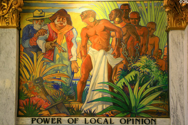 Art Deco mural of Power of Local Opinion (1930s) by John Augustus Walker at Mobile Museum. Mobile, AL.