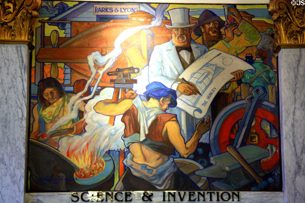 Art Deco mural of Science & Invention (1930s) by John Augustus Walker at Mobile Museum. Mobile, AL.