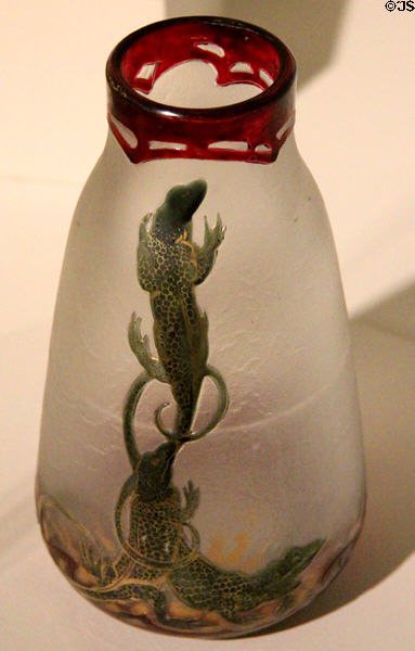 Art Nouveau glass vase with Salamanders (c1900) by Nový Bor School of Bohemia at Mobile Museum of Art. Mobile, AL.