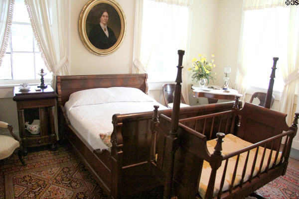 Bed & cradle in Kirkbride room at Conde-Charlotte Museum. Mobile, AL.