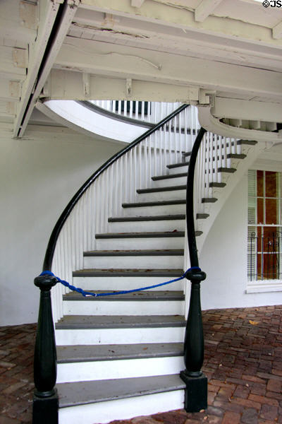 External curved staircase at Oakleigh Plantation. Mobile, AL.