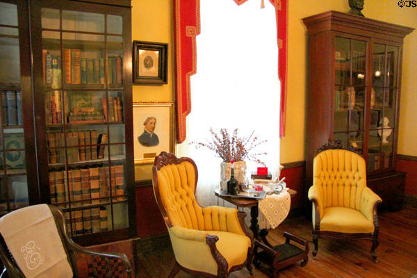 Library with armchairs at Oakleigh Plantation. Mobile, AL.