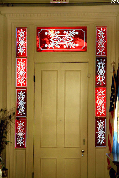 Richards-DAR House Museum front door with colored glass surrounds. Mobile, AL.
