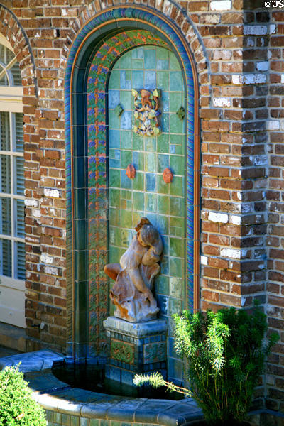 Niche in courtyard of Bellingrath House made of Rookwood Tiles. Theodore, AL.