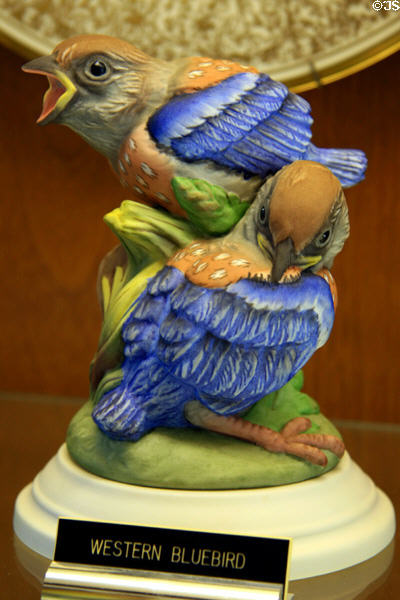 Western bluebird sculpture in Boehm Porcelain collection at Bellingrath House. Theodore, AL.