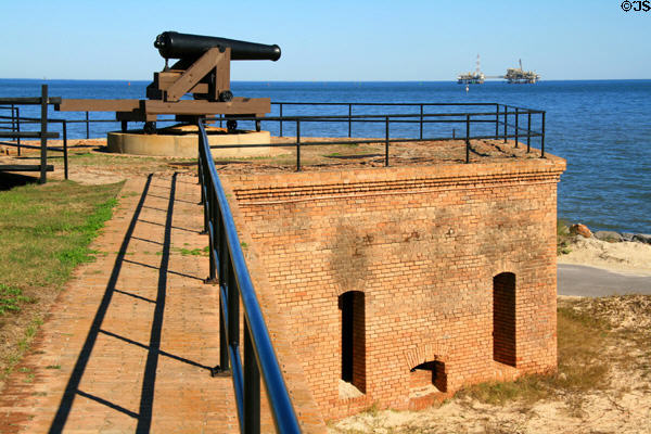 Fort Gaines (1821) at entrance to Mobile Bay at end of Dauphin Island. AL. Architect: Joseph G. Totten. On National Register.