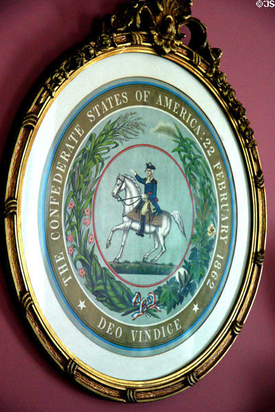 Seal of the Confederate States of America showing George Washington in Old State House Museum. Little Rock, AR.
