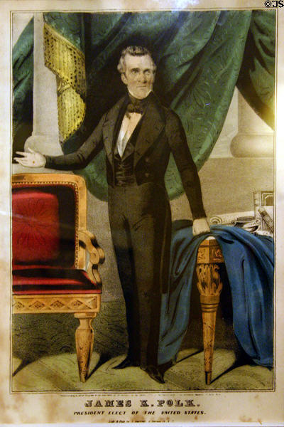 James K. Polk presidential poster (c1848) by John Sartain lithographed by N. Currier. Little Rock, AR.