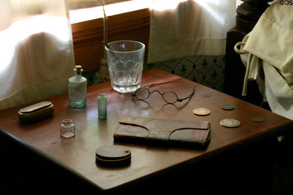 Bedside table in McVicar house at Historic Arkansas Museum. Little Rock, AR.
