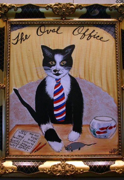 Portrait of Socks, the First Cat, by Mileston Relkin (1992) at Clinton Presidential Library. Little Rock, AR.