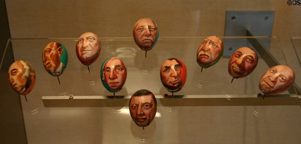 Easter eggs painted with presidential portraits at Clinton Presidential Library. Little Rock, AR.