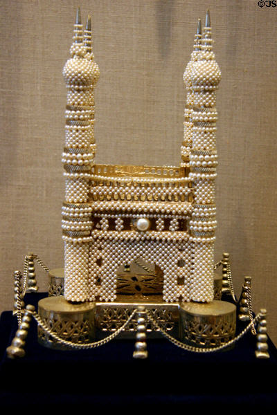 Pearl covered castle given by India at Clinton Presidential Library. Little Rock, AR.