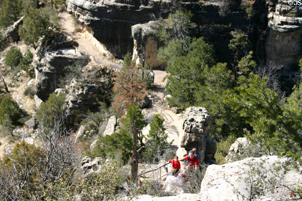 Descent to the circular trail of Walnut Canyon National Monument. AZ.