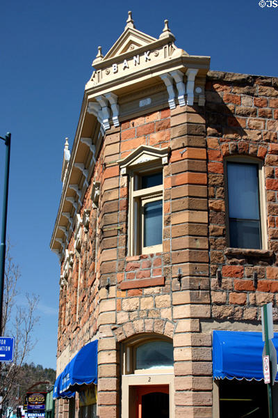 McMillan Building (1887) (2 N. Leroux St.) diagonal corner detail. Flagstaff, AZ. Style: Italianate. On National Register.
