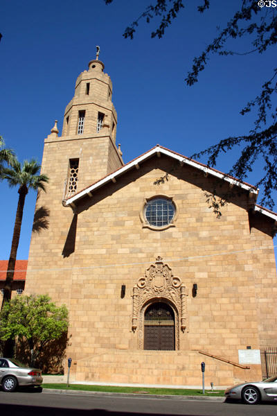 First Presbyterian Church (1927) (402 W Monroe). Phoenix, AZ. Style: Spanish Colonial. Architect: Norman F. Marsh. On National Register.