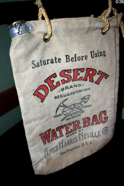 State Capitol museum water bag used to fill auto radiators as they crossed desert. Phoenix, AZ.