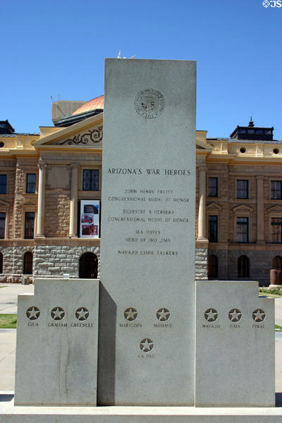 Navaho Code Talkers monument before State Capitol museum. Phoenix, AZ.