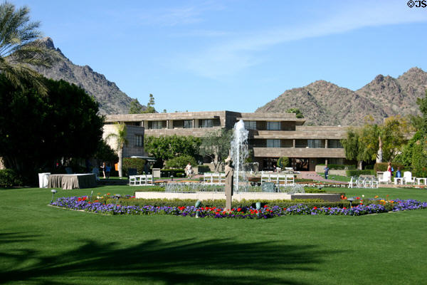 Overview of grounds & hills of Arizona Biltmore Hotel. Phoenix, AZ.