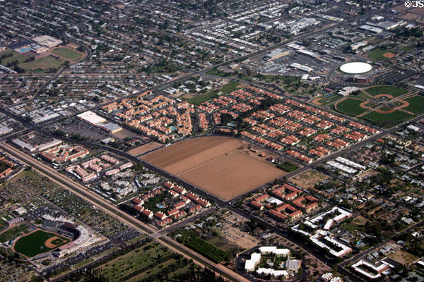 Phoenix suburbs seen from air. Phoenix, AZ.