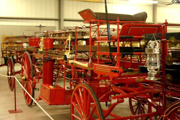 Preston horse drawn ladder wagon (1852) American in Hall of Flame. Phoenix, AZ.
