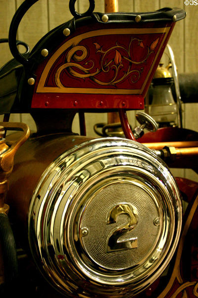 Horse drawn Metropolitan steam pumper detail in Hall of Flame. Phoenix, AZ.