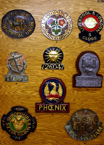 British fire plaques in Hall of Flame. Phoenix, AZ.