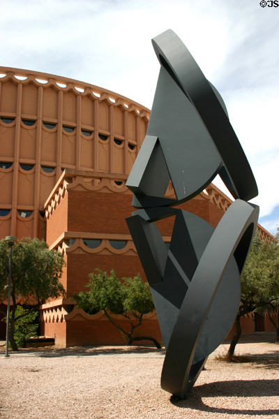 ASU Music Building & sculpture Double Column Ring Triangle (1994) by Fletcher Benton. Tempe, AZ.