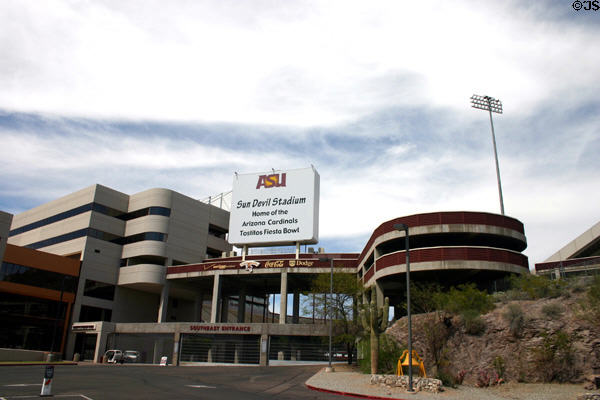 Sun Devil Stadium (1957, 68 & 76) of Arizona State University. Tempe, AZ. Architect: Edward L. Varney, et al.