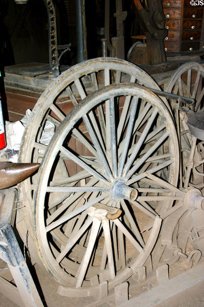Wagon wheels at Pioneer Living History Museum. Phoenix, AZ.