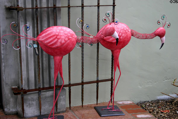 Humorous flamingos at crafts shop. Scottsdale, AZ.
