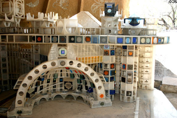 Model of city of the future by Paolo Soleri at Cosanti. Paradise Valley, AZ.