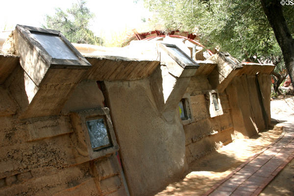 Hut-like structure in concrete of Paolo Soleri's Cosanti. Paradise Valley, AZ.