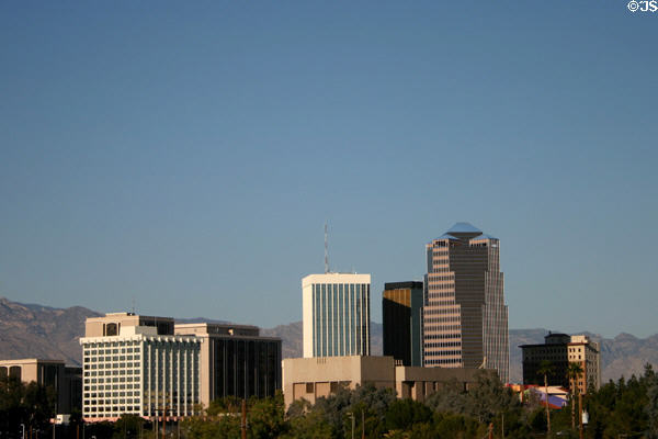 Highrises of skyline of Tucson. Tucson, AZ.