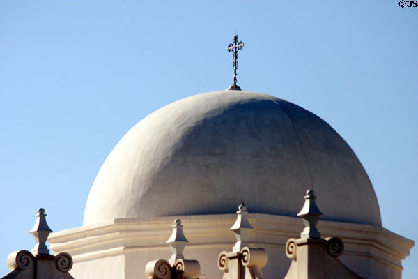 Dome exterior of San Xavier del Bac Mission Church. Tucson, AZ.